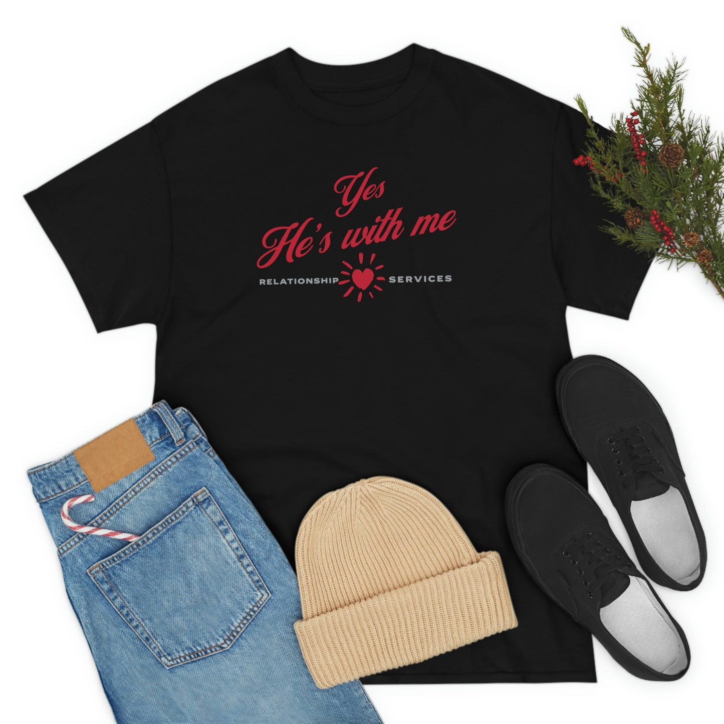 "Yes, he's with me" Unisex Heavy Cotton Tee