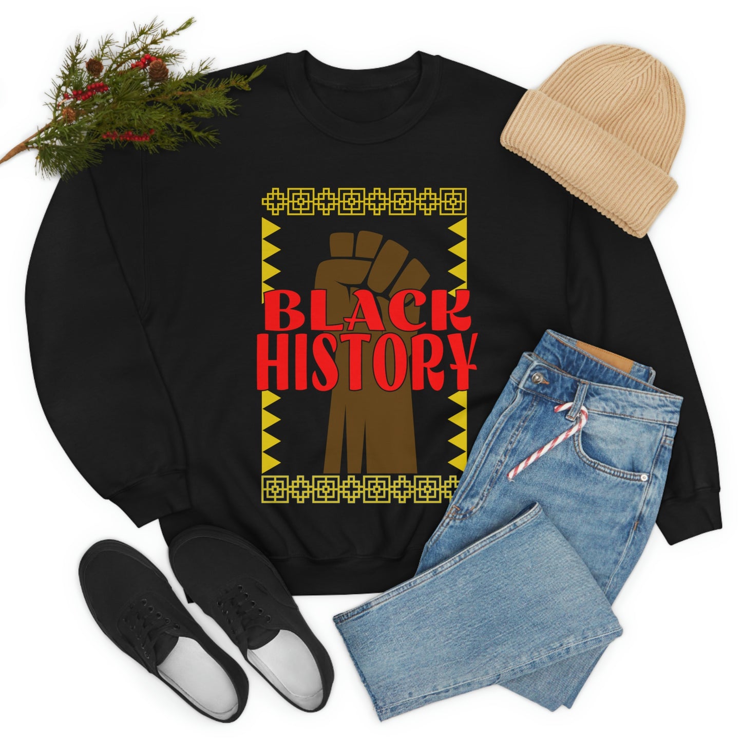 Black History with Power Fist Crewneck Sweatshirt