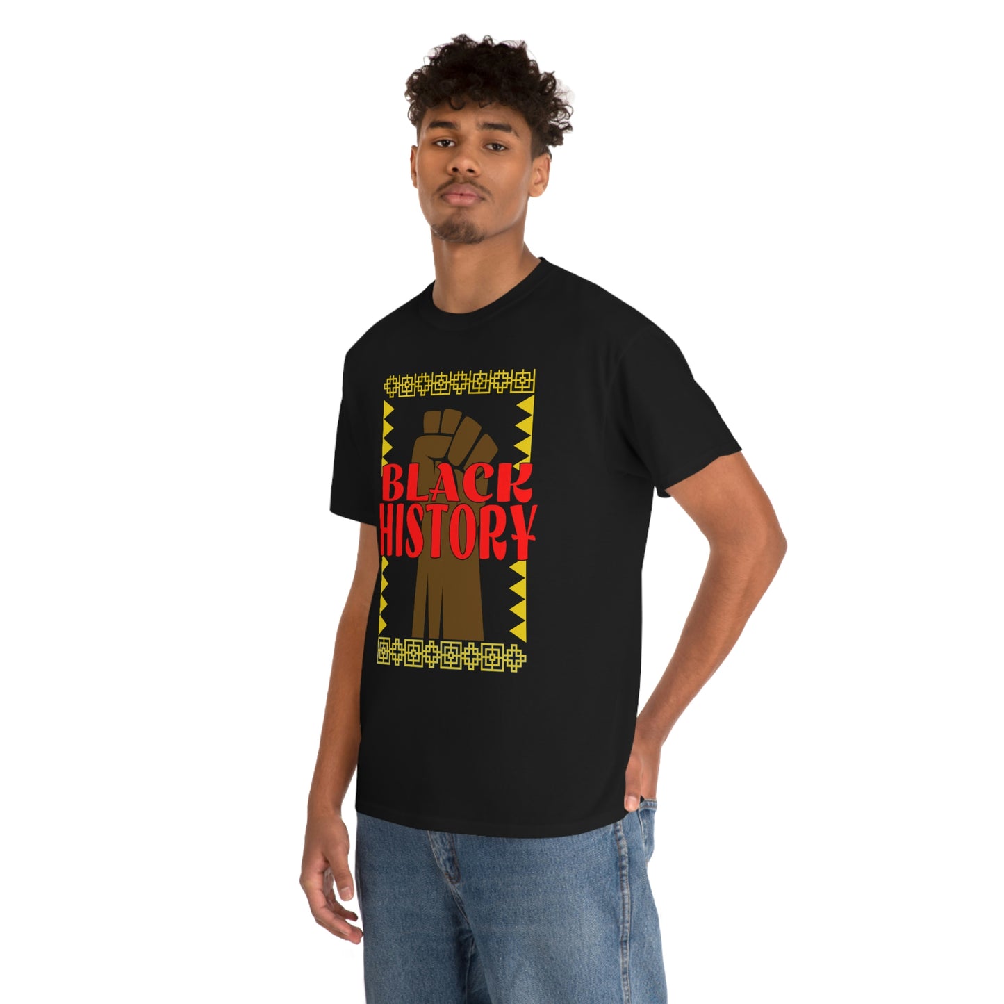 Black History with Power Fist Heavy Cotton Tee