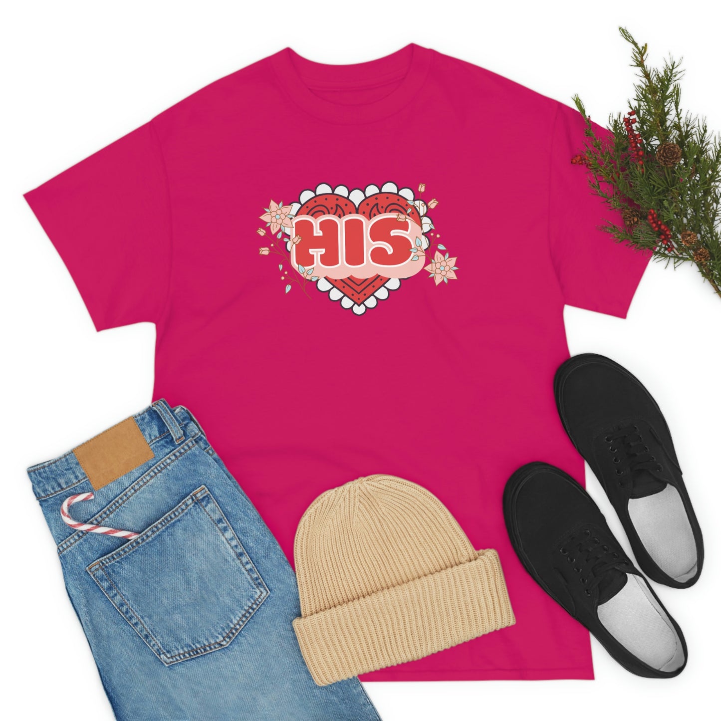 "His" Valentines day couples shirt Unisex Heavy Cotton Tee