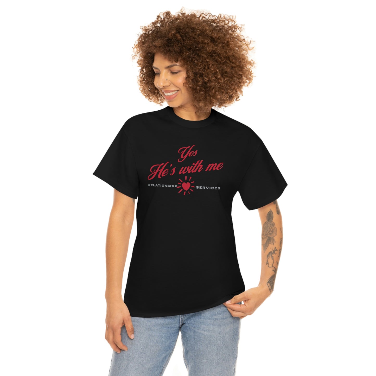 "Yes, he's with me" Unisex Heavy Cotton Tee