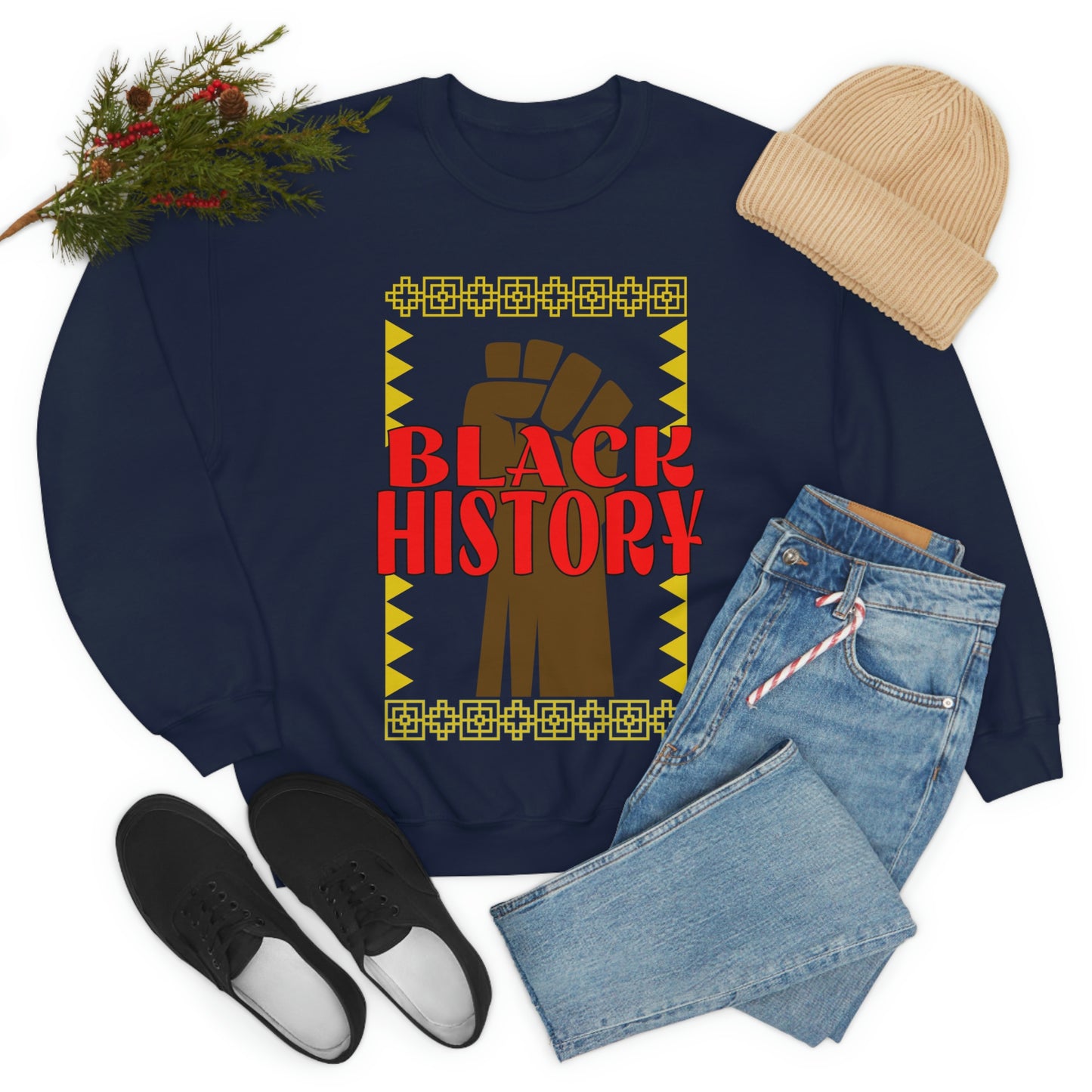 Black History with Power Fist Crewneck Sweatshirt