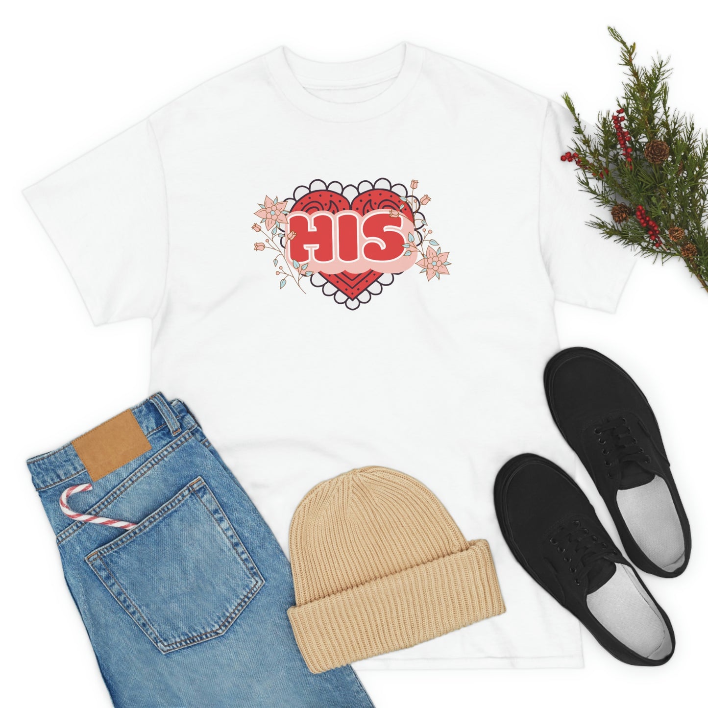 "His" Valentines day couples shirt Unisex Heavy Cotton Tee