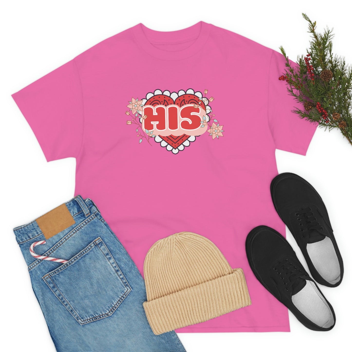 "His" Valentines day couples shirt Unisex Heavy Cotton Tee