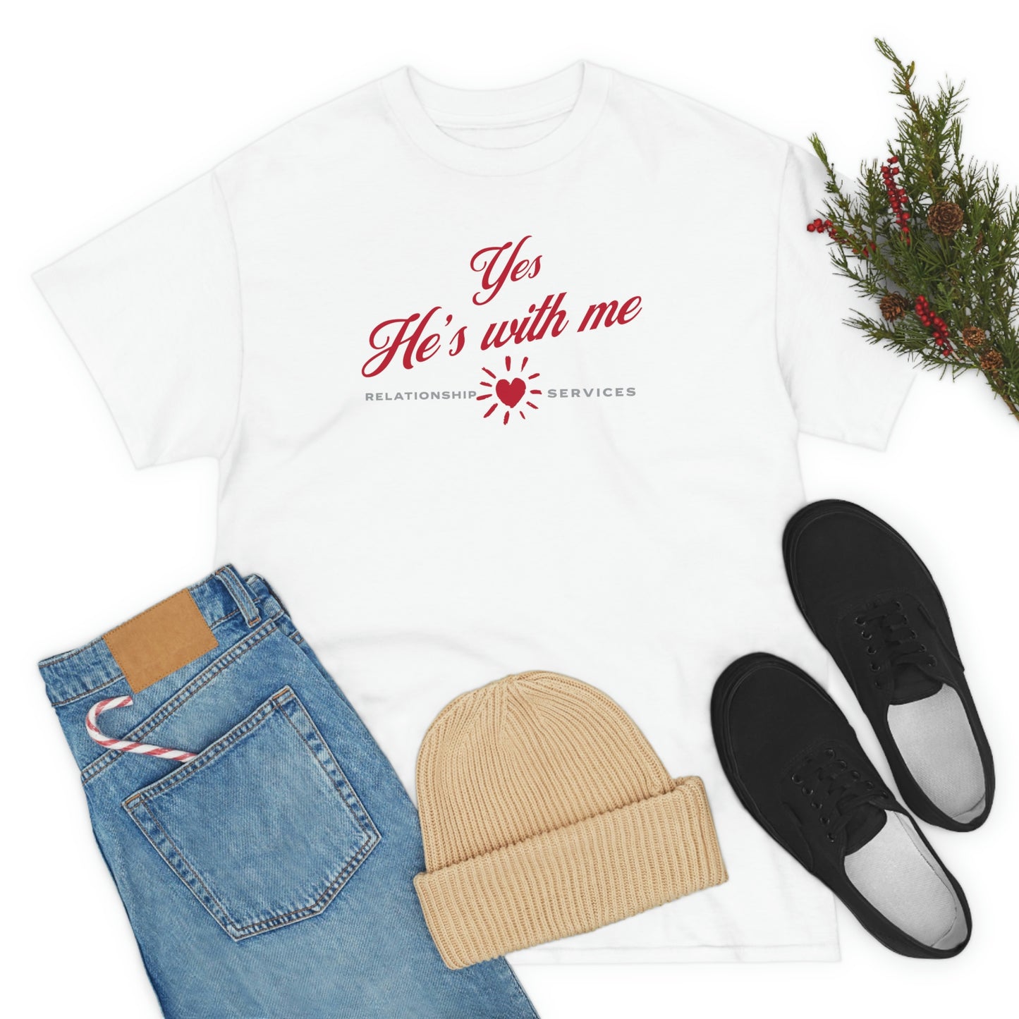 "Yes, he's with me" Unisex Heavy Cotton Tee