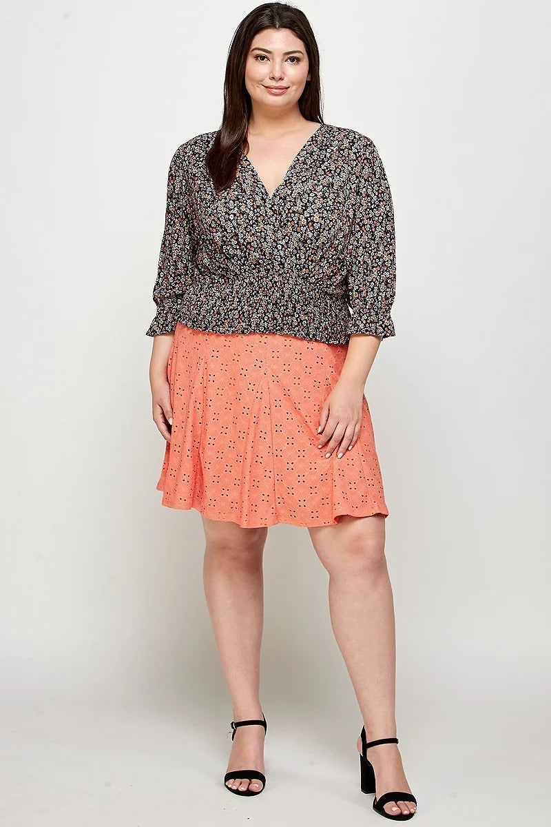 Plus Size, Knit Eyelet A-line Skirt