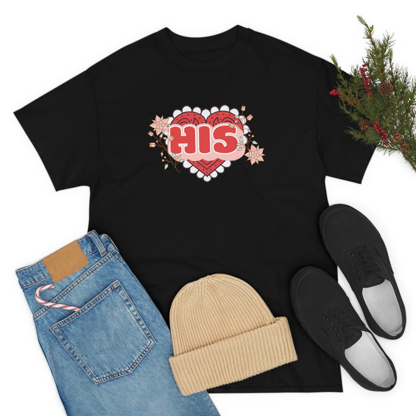 "His" Valentines day couples shirt Unisex Heavy Cotton Tee