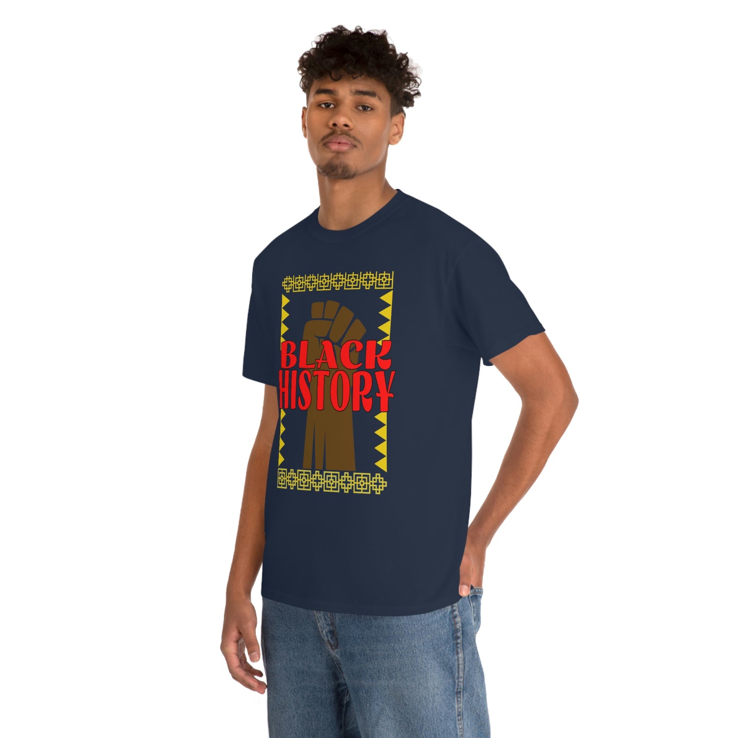 Black History with Power Fist Heavy Cotton Tee