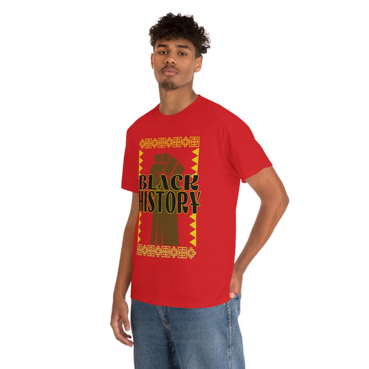 Black History with Power Fist Heavy Cotton Tee