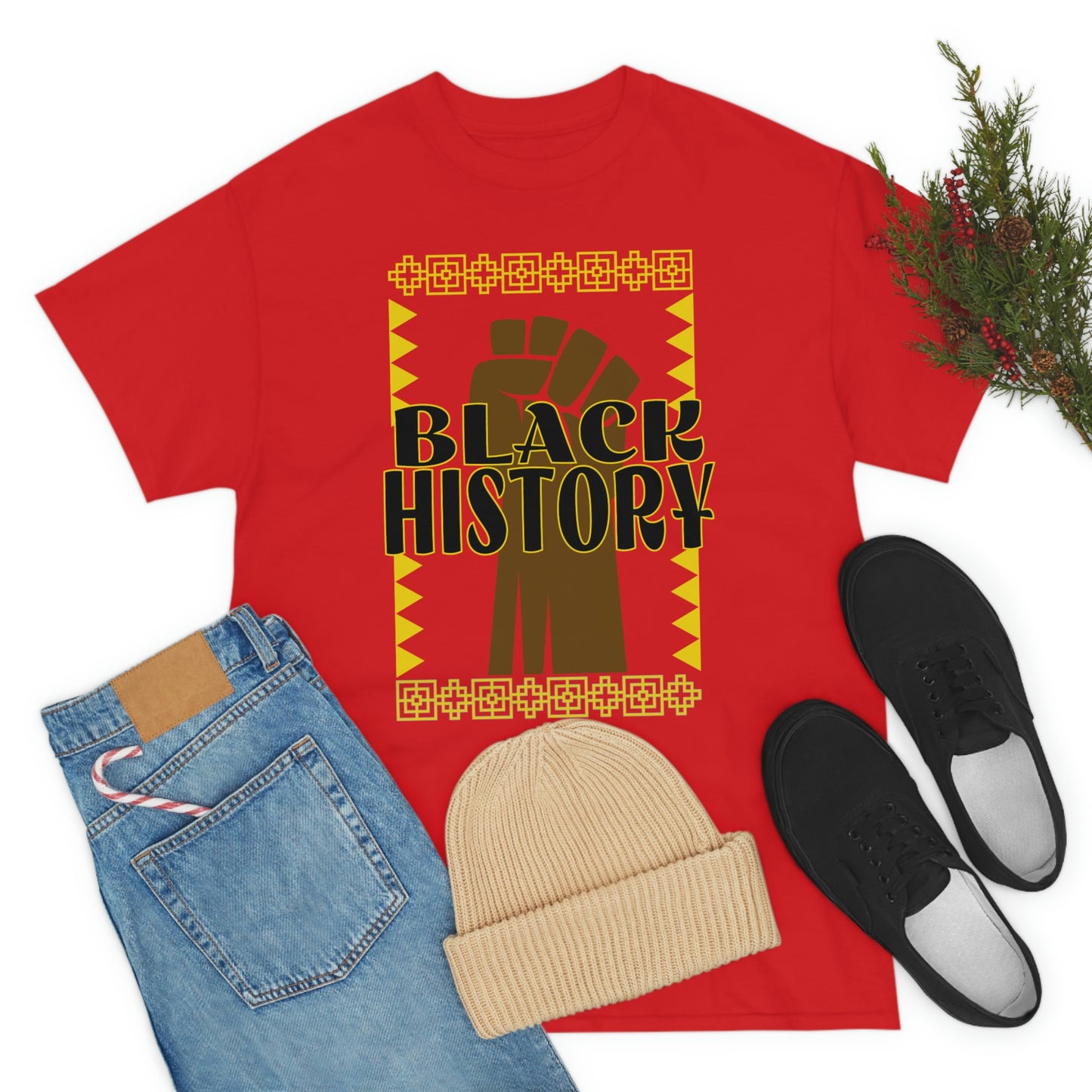 Black History with Power Fist Heavy Cotton Tee