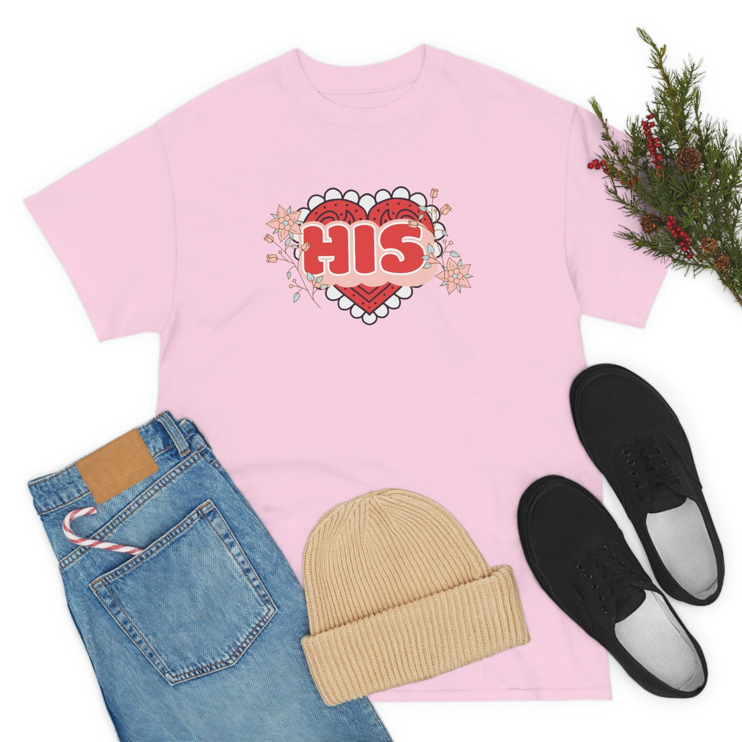 "His" Valentines day couples shirt Unisex Heavy Cotton Tee