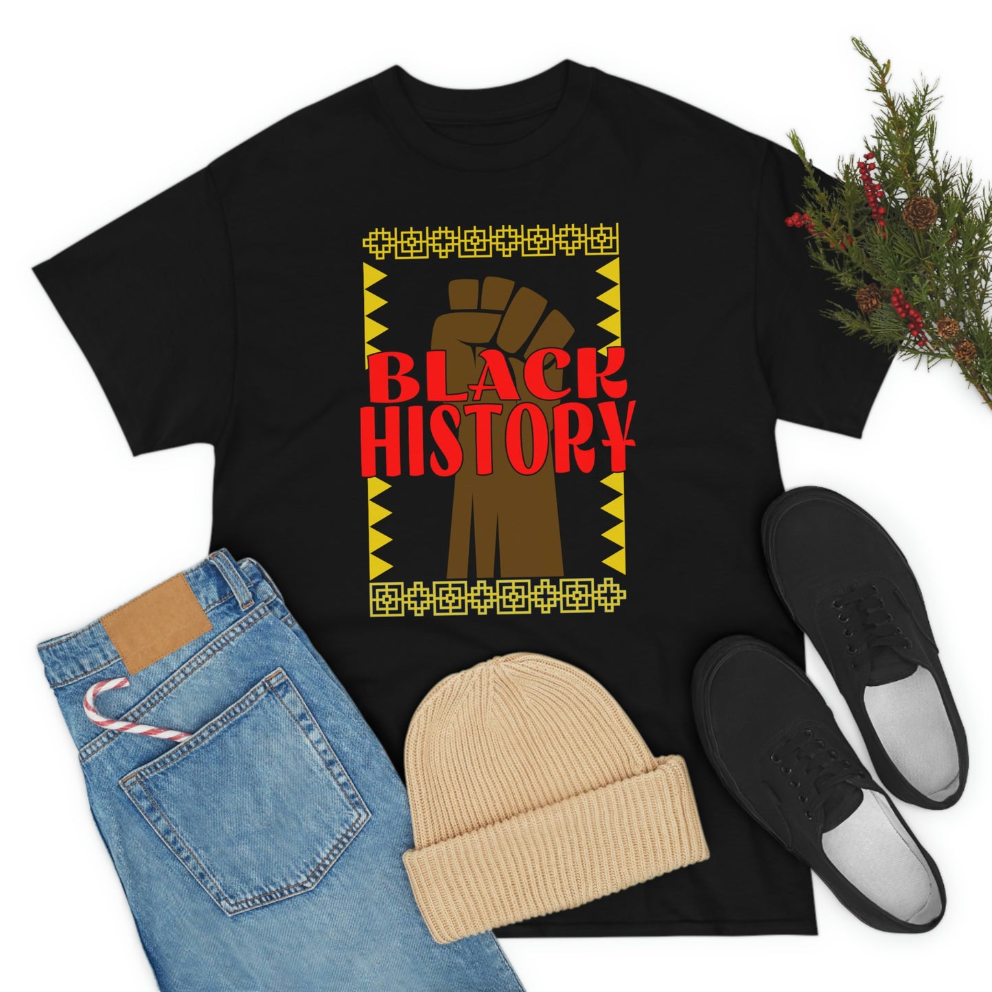 Black History with Power Fist Heavy Cotton Tee