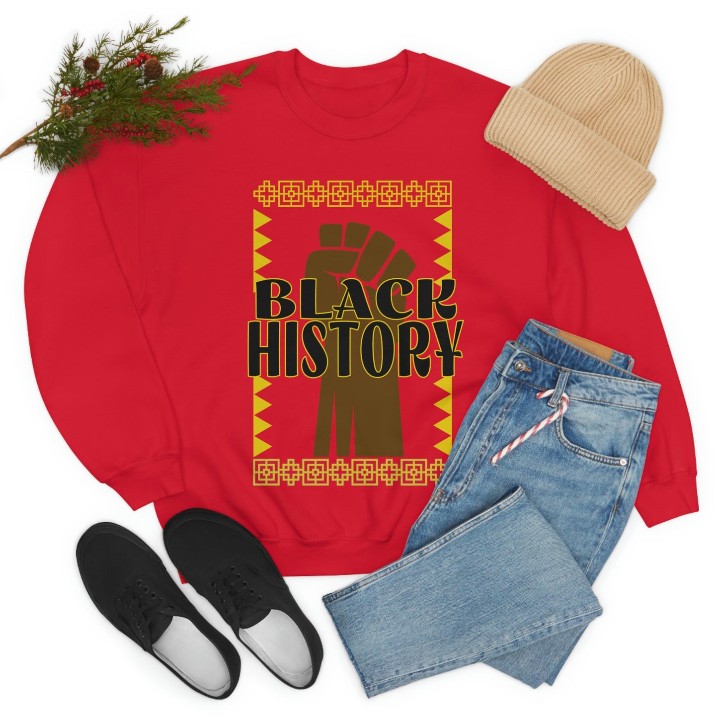 Black History with Power Fist Crewneck Sweatshirt