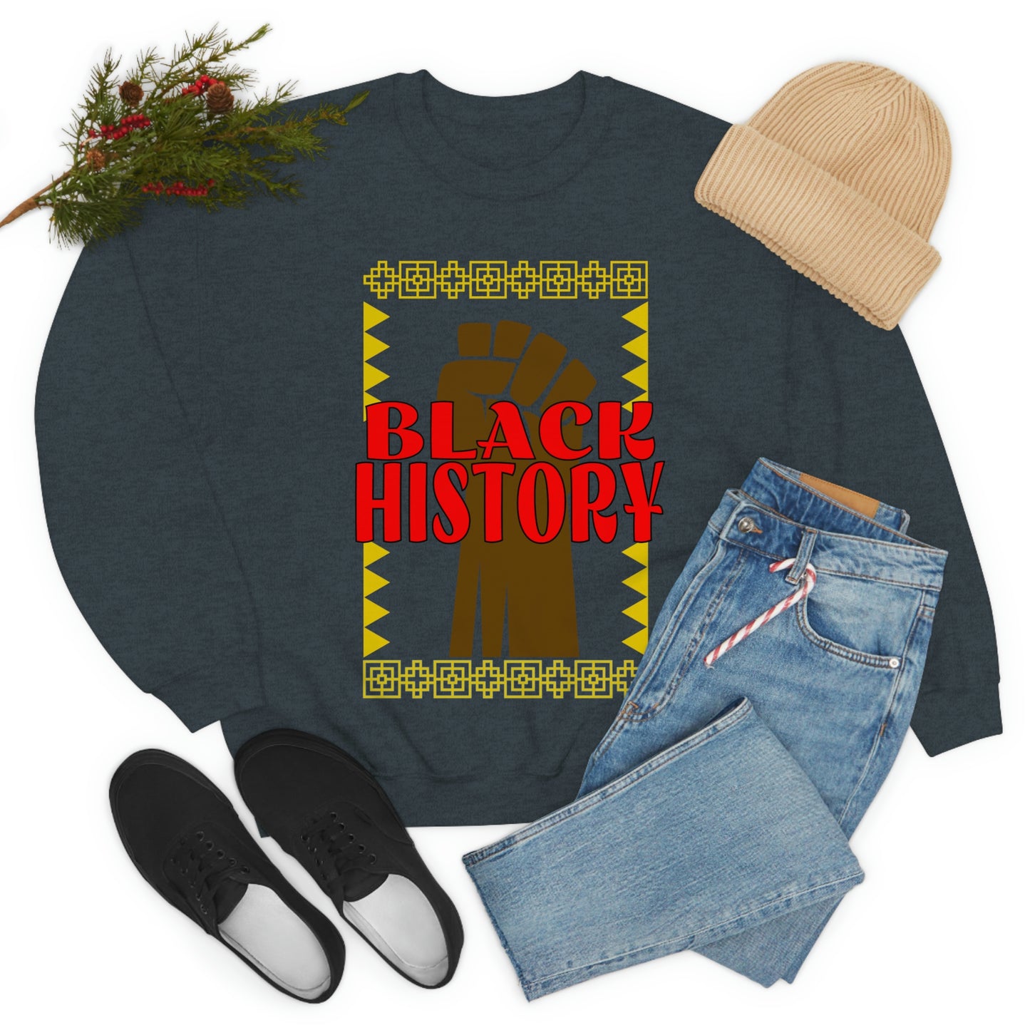 Black History with Power Fist Crewneck Sweatshirt