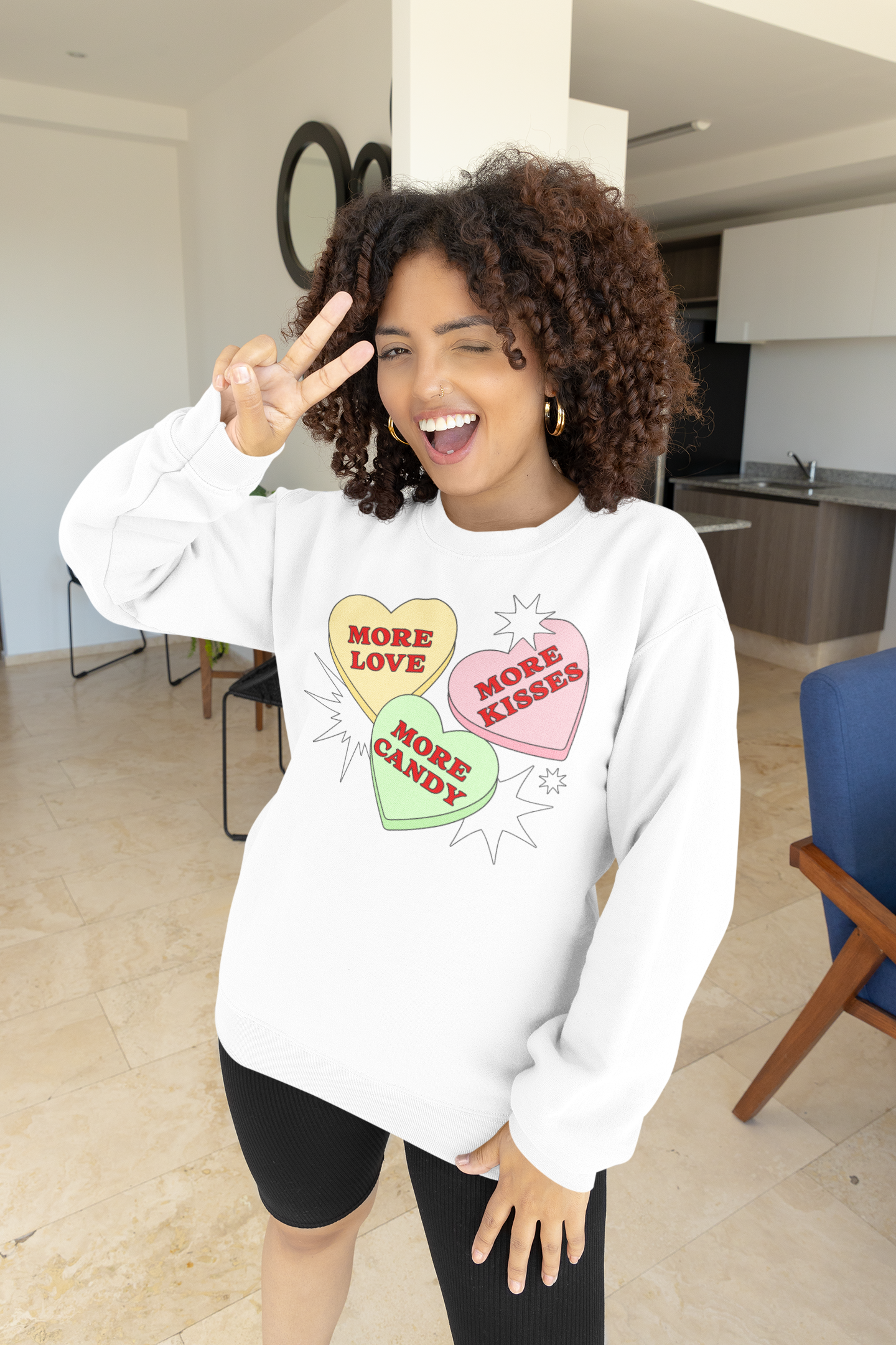 More Love More Kisses More candy Valentines Day Sweatshirt